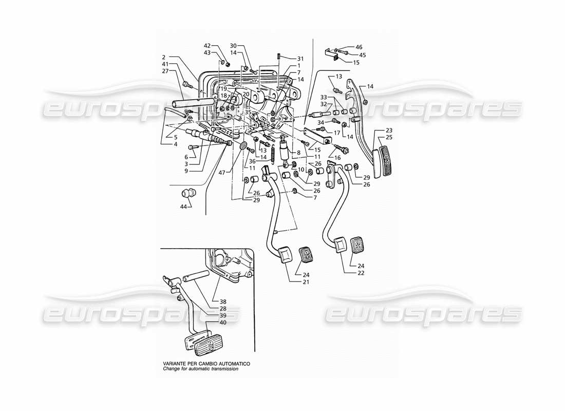 maserati ghibli 2.8 (abs) pedal assy and clutch pump for lh drive (manual and autom. transmission) part diagram