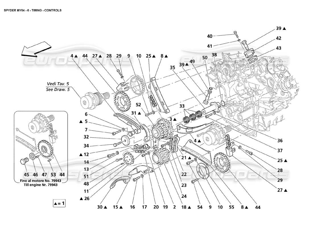 maserati 4200 spyder (2004) timing controls parts diagram