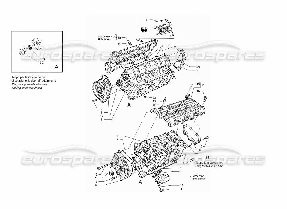 maserati qtp v6 (1996) cylinder heads part diagram