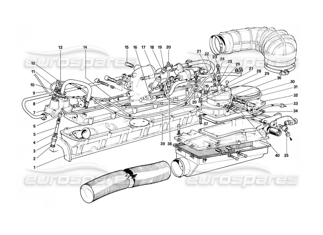 ferrari 412 (mechanical) fuel injection system - fuel distributors, lines part diagram
