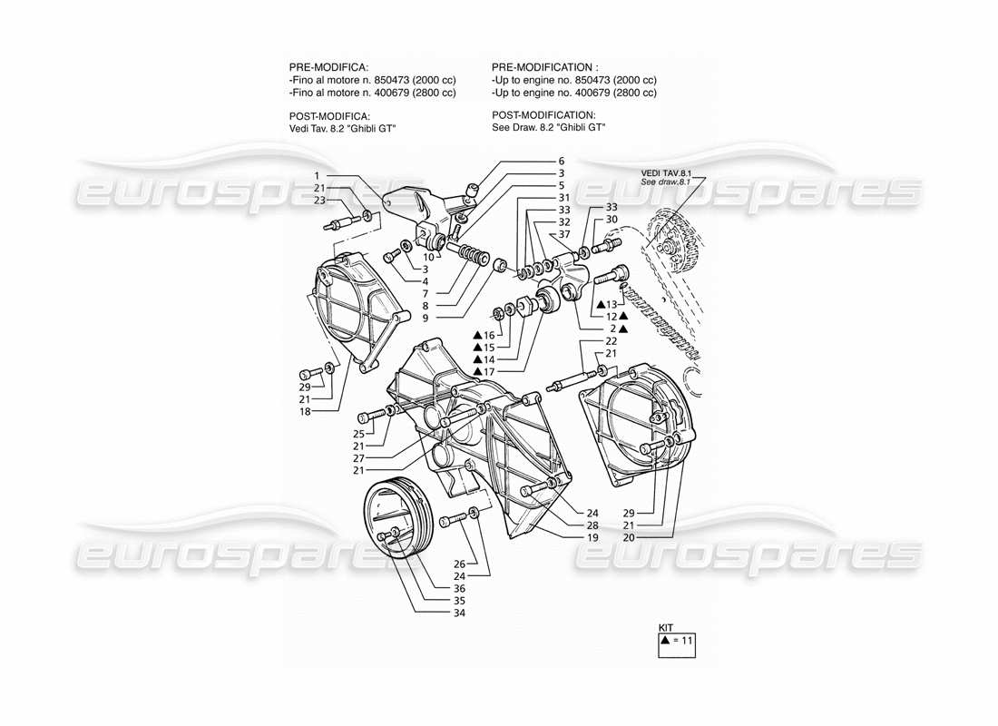 maserati ghibli 2.8 (abs) timing control parts diagram