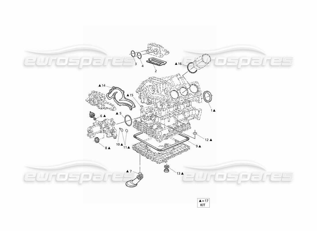 maserati qtp v6 evoluzione gaskets and oil seals for block overhaul part diagram