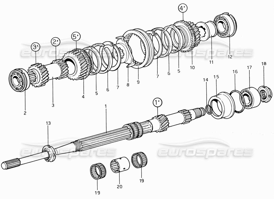 ferrari 206 gt dino (1969) output shaft gearing parts diagram