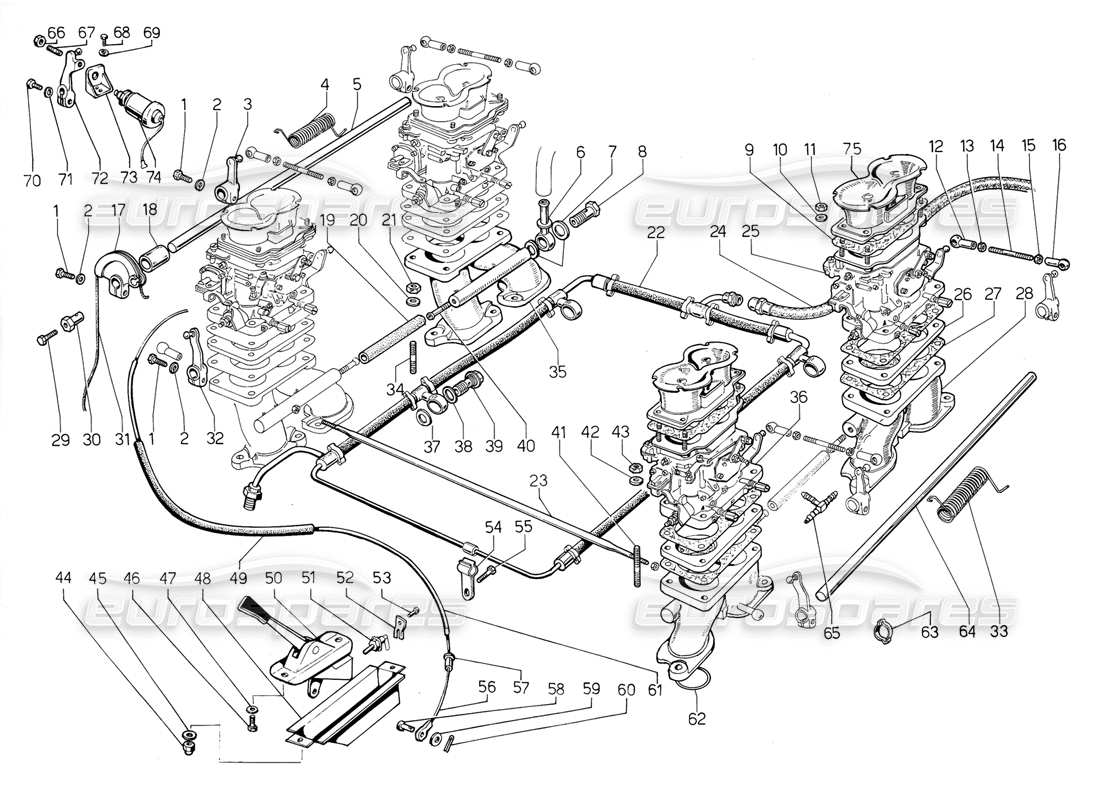 lamborghini jalpa 3.5 (1984) fuel system parts diagram