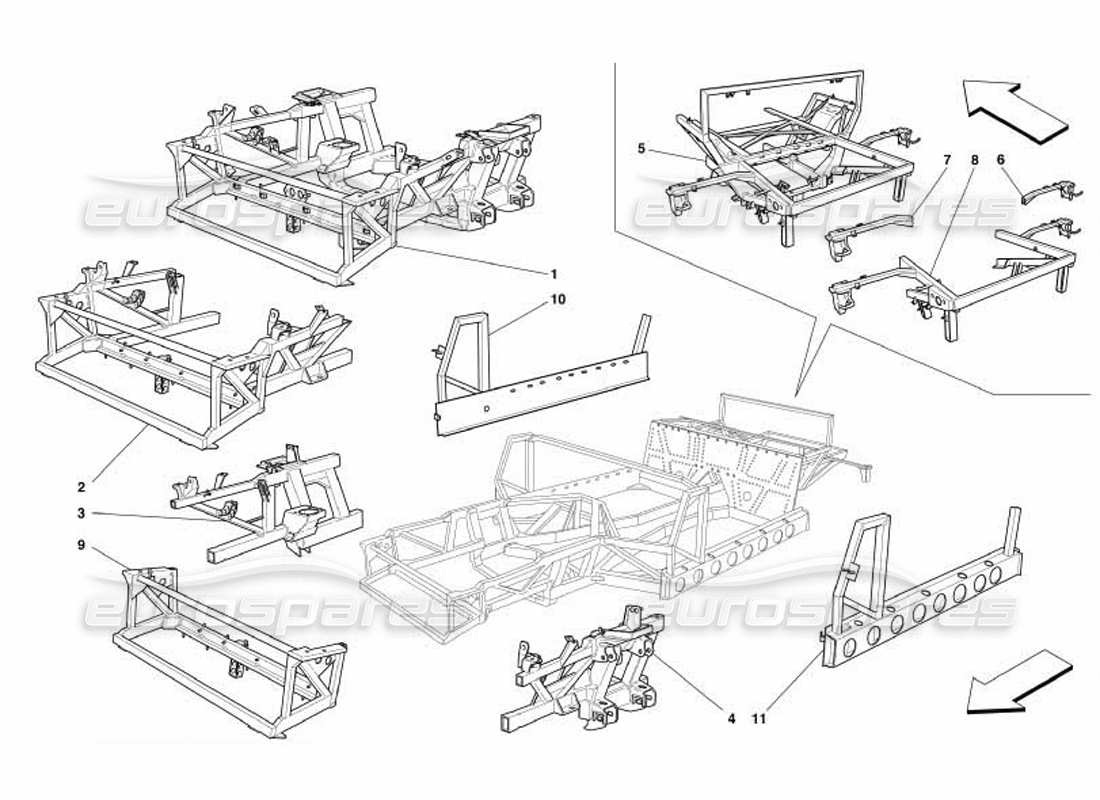 ferrari 550 barchetta frame and stuctures part diagram