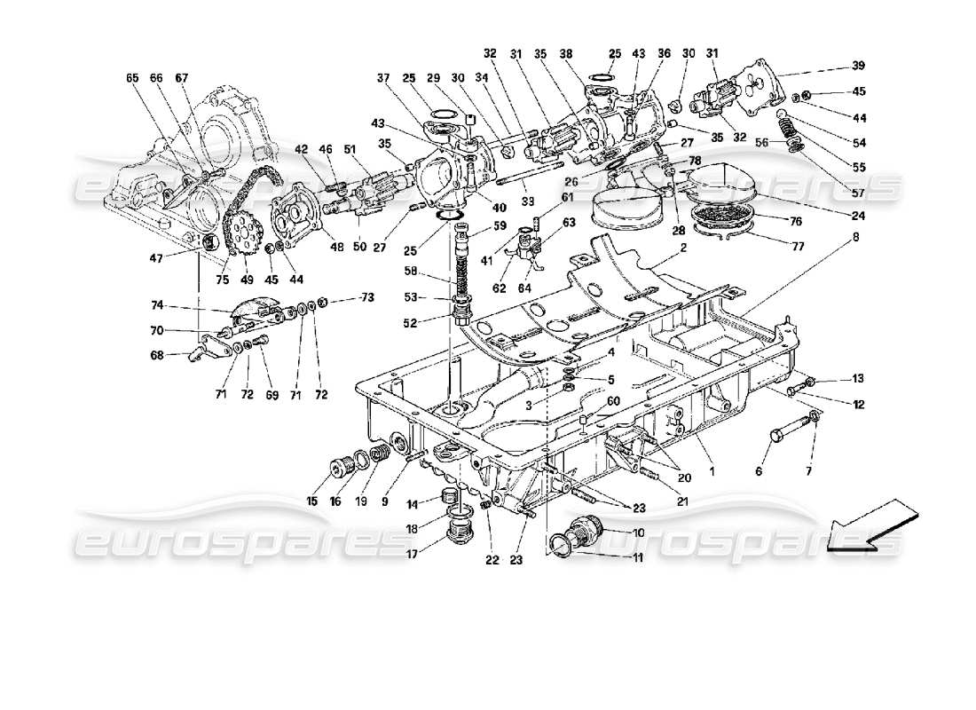 ferrari mondial 3.4 t coupe/cabrio lubrication - pumps and oil sumps parts diagram