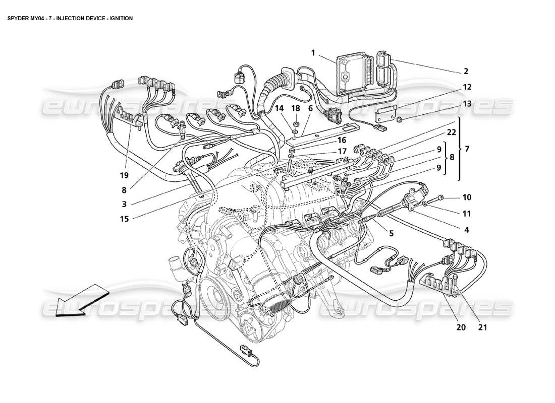 maserati 4200 spyder (2004) injection device ignition part diagram