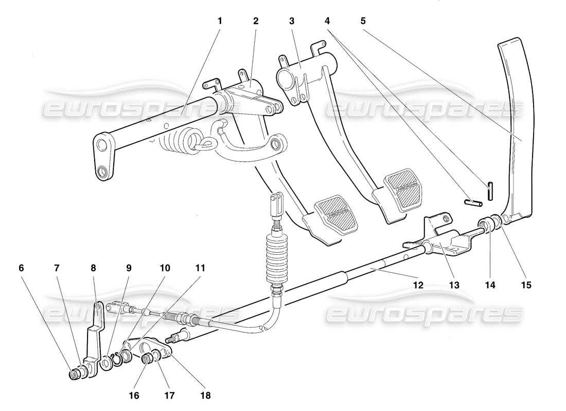 lamborghini diablo vt (1994) pedals (valid for rh d. version - april 1994) part diagram