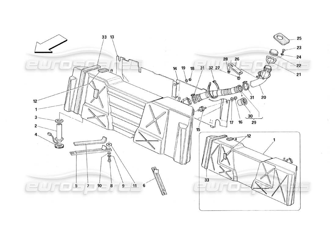 ferrari 348 (1993) tb / ts fuel tank part diagram