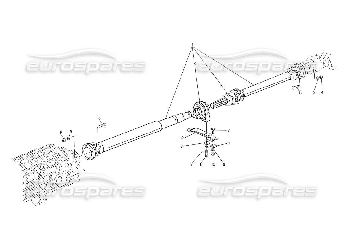maserati ghibli 2.8 (non abs) propeller shaft parts diagram