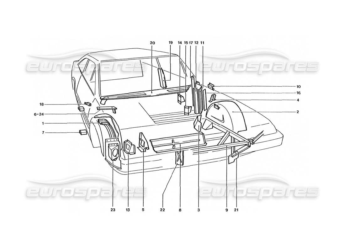 ferrari 400 gt / 400i (coachwork) front panel & sheilds part diagram