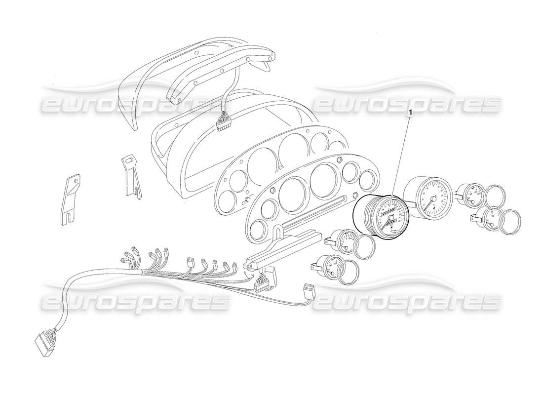 lamborghini diablo vt (1994) dashboard instruments - (valid for australia - rh d. version - april 1994) parts diagram