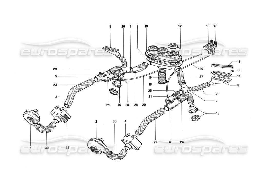 ferrari 512 bbi heating system parts diagram