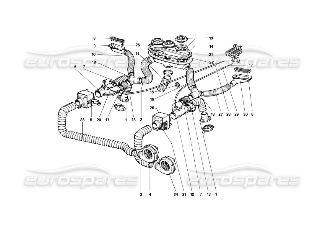 ferrari 208 turbo (1982) heating system part diagram