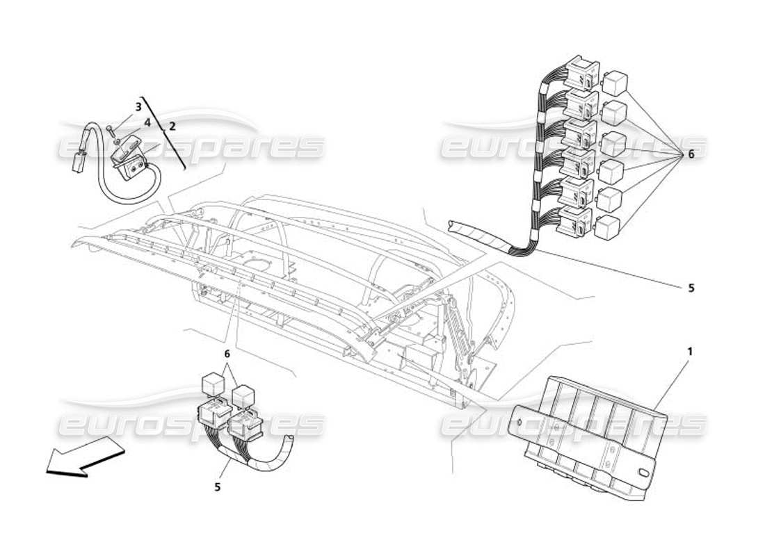 maserati 4200 spyder (2005) capote control station - relay - microswitch part diagram