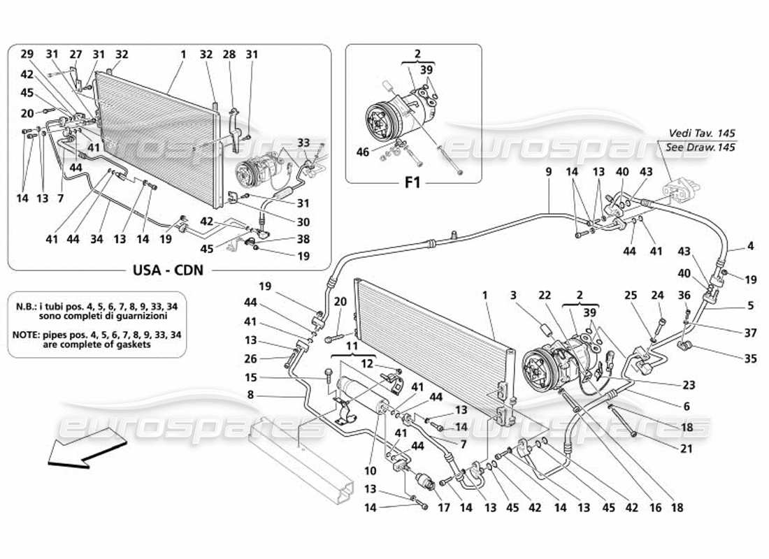 maserati 4200 spyder (2005) air conditioning system part diagram