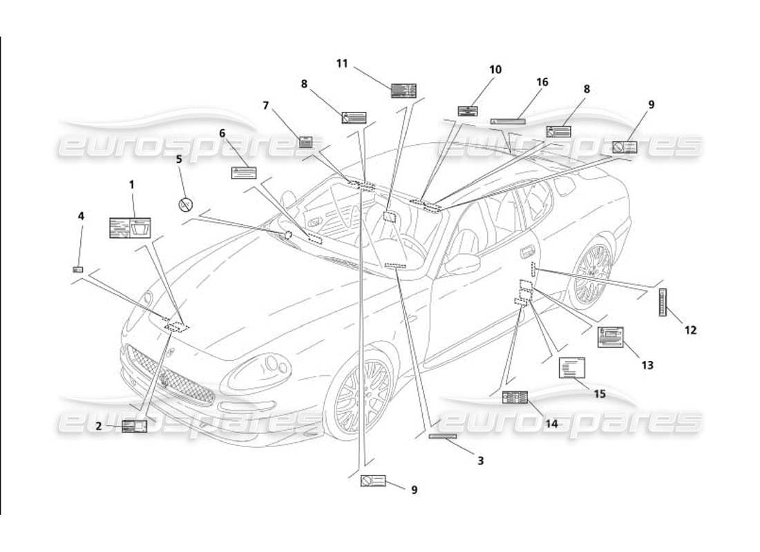 maserati 4200 gransport (2005) plates parts diagram