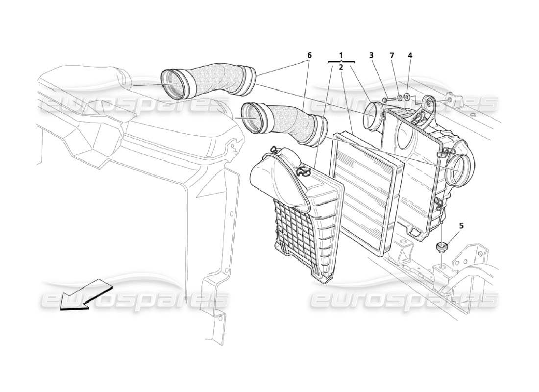 maserati qtp. (2006) 4.2 air filter, intake and conveyor parts diagram