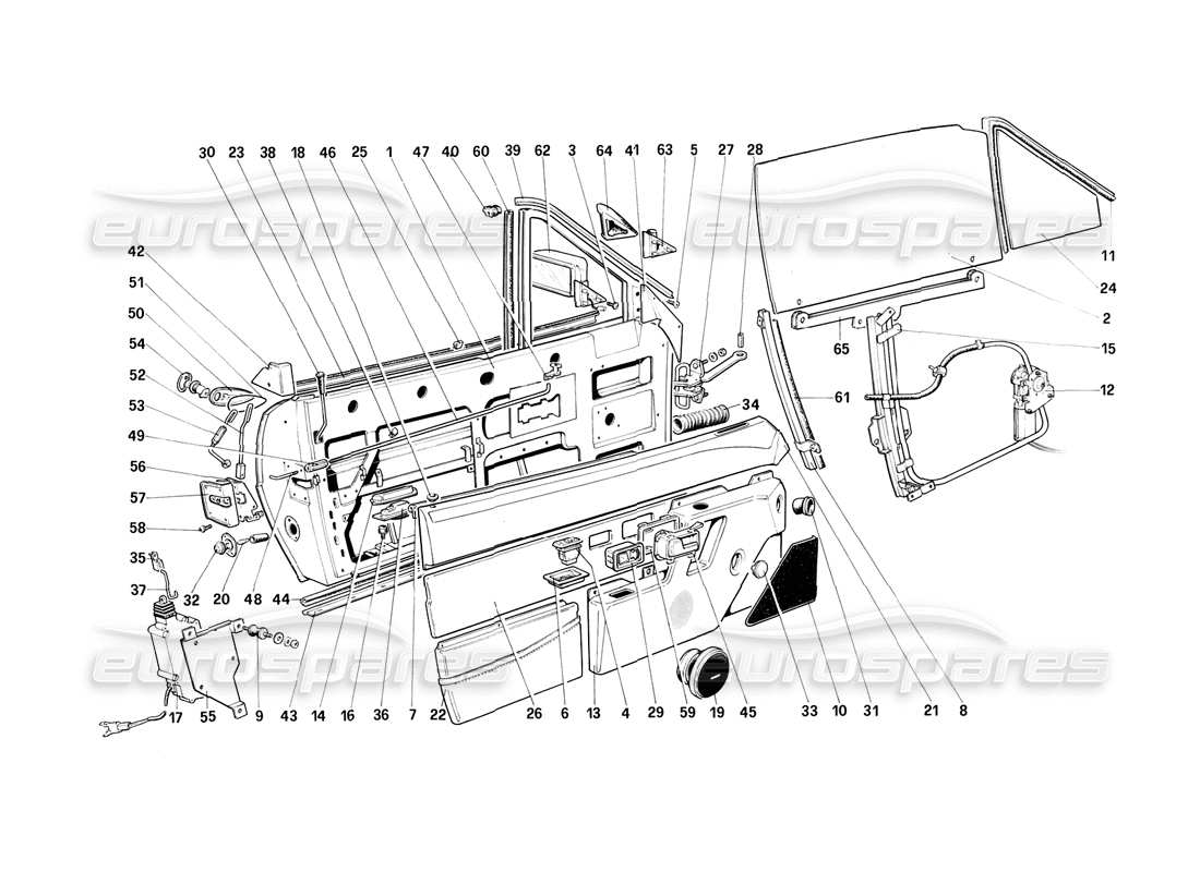 ferrari mondial 3.2 qv (1987) doors - cabriolet part diagram