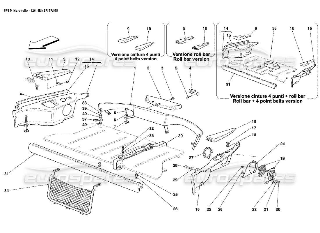 ferrari 575m maranello inner trims part diagram