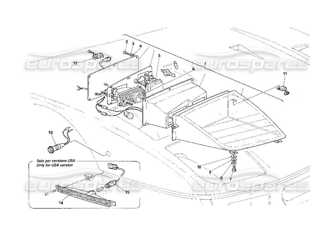 ferrari f40 front headlights parts diagram