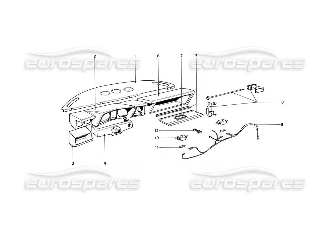 ferrari 365 gt4 berlinetta boxer instrument panel part diagram