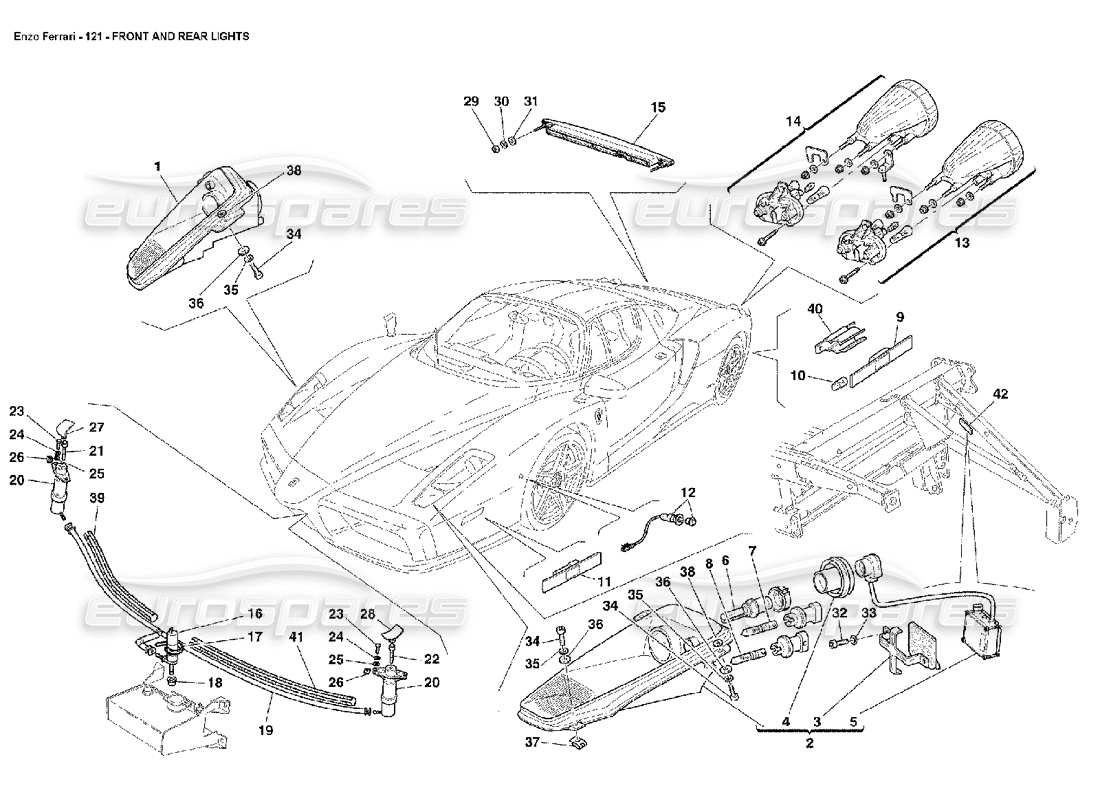 ferrari enzo front and rear lights parts diagram