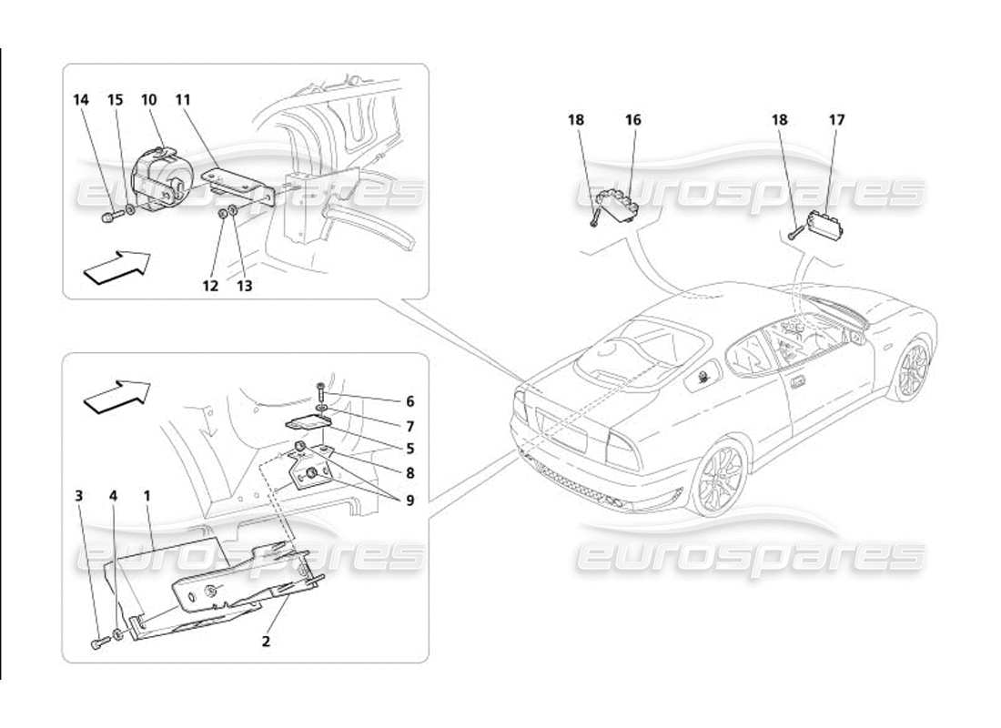 maserati 4200 coupe (2005) anti - theft electrical board and devices parts diagram