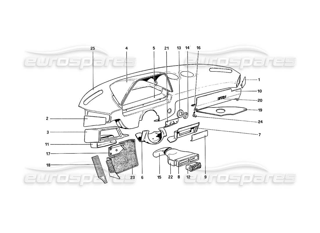 ferrari 308 quattrovalvole (1985) instrument panel part diagram