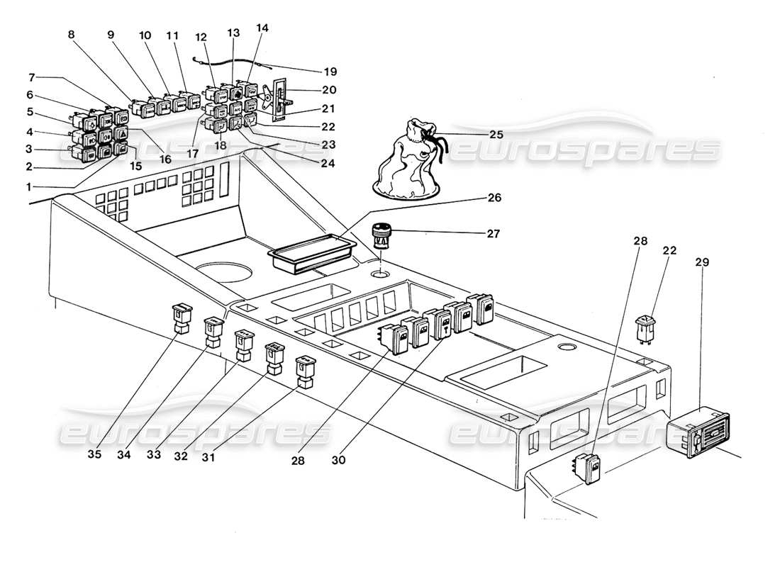 lamborghini lm002 (1988) switches and lights parts diagram