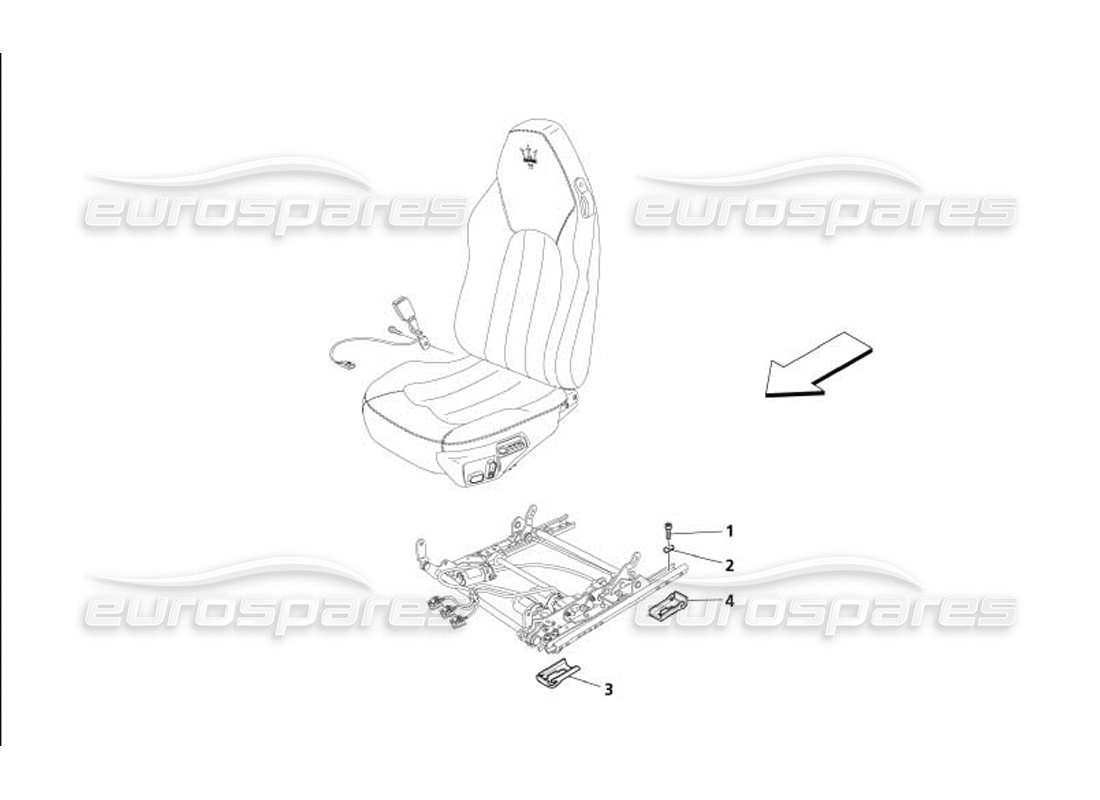 maserati 4200 gransport (2005) front seat - guide and movement parts diagram