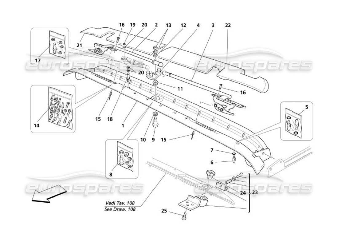 maserati 4200 spyder (2005) capote front closing part diagram