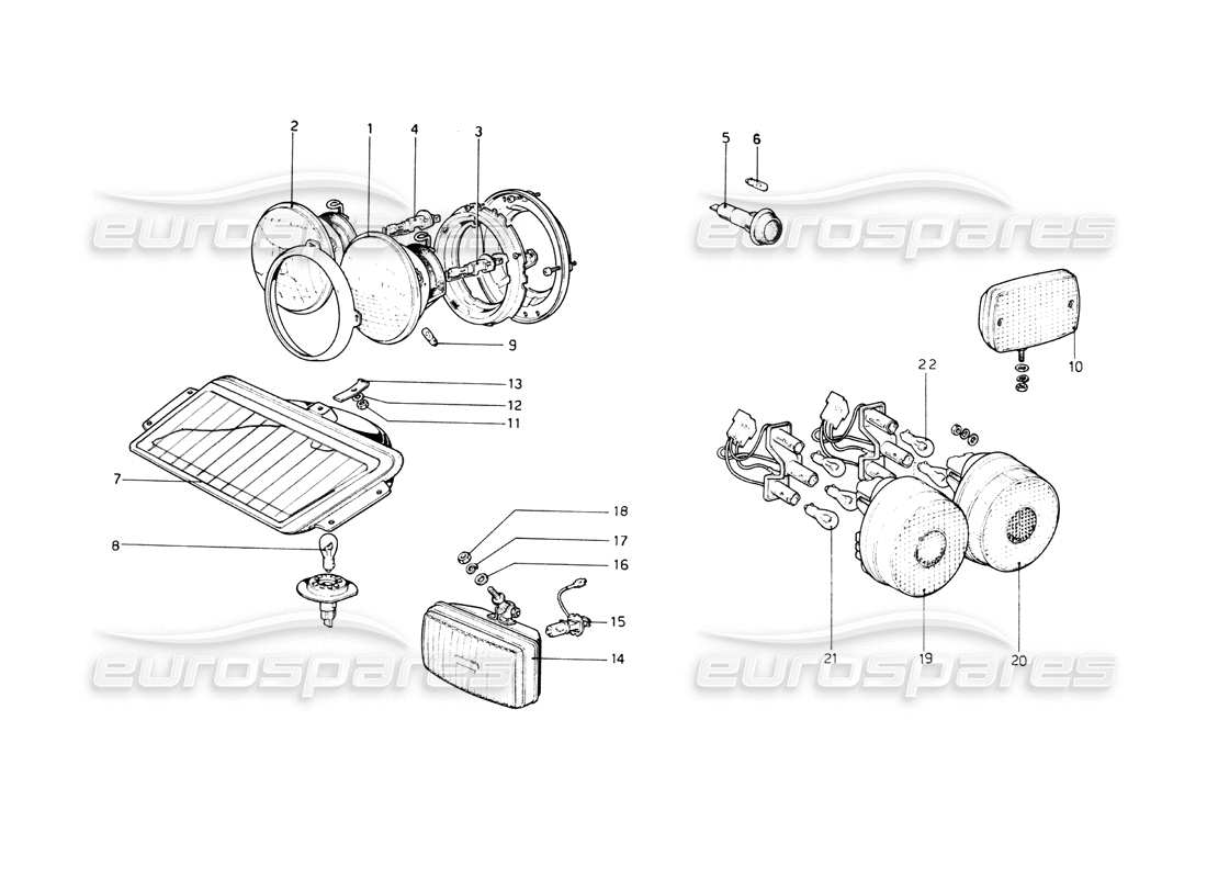 ferrari 512 bb lights parts diagram