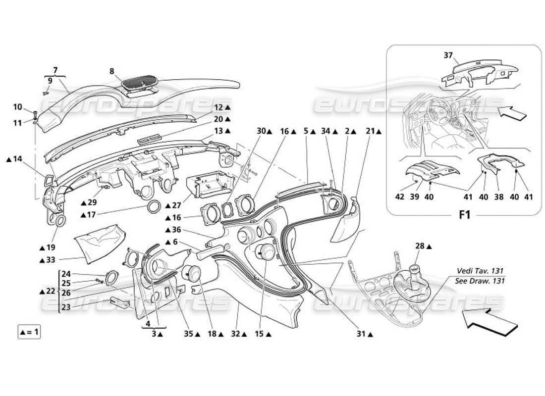 maserati 4200 spyder (2005) dashboard -not for gd- part diagram