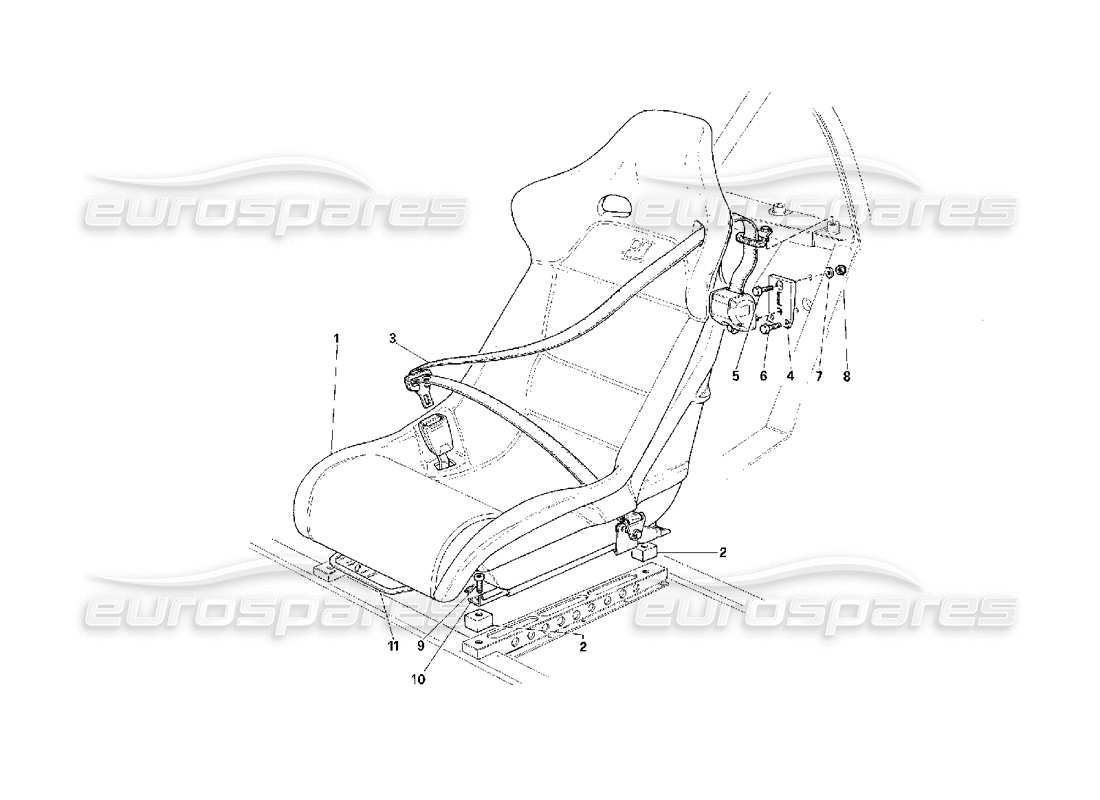 ferrari f40 seats - safety belts -not for usa- part diagram