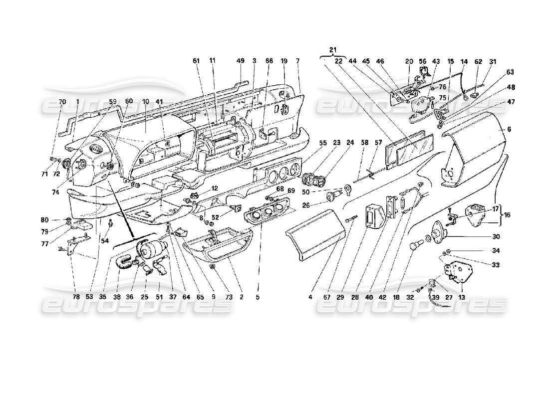 ferrari 512 tr dashboard parts diagram