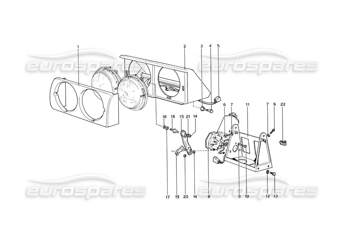 ferrari 365 gt4 berlinetta boxer headlights lifting device part diagram