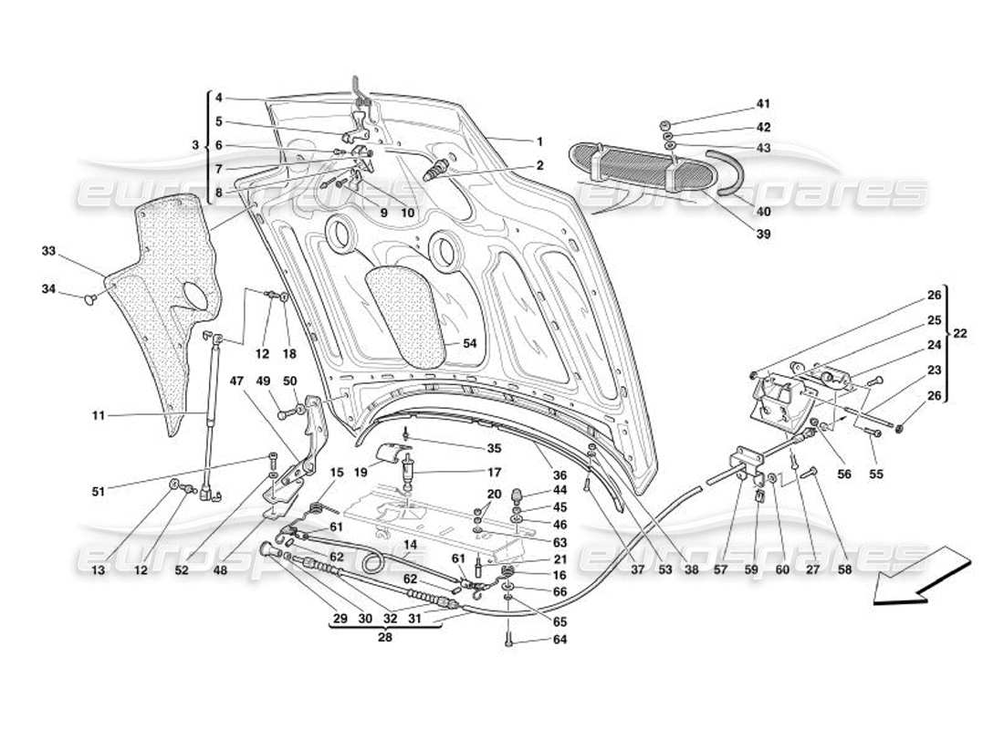 ferrari 575 superamerica engine bonnet parts diagram