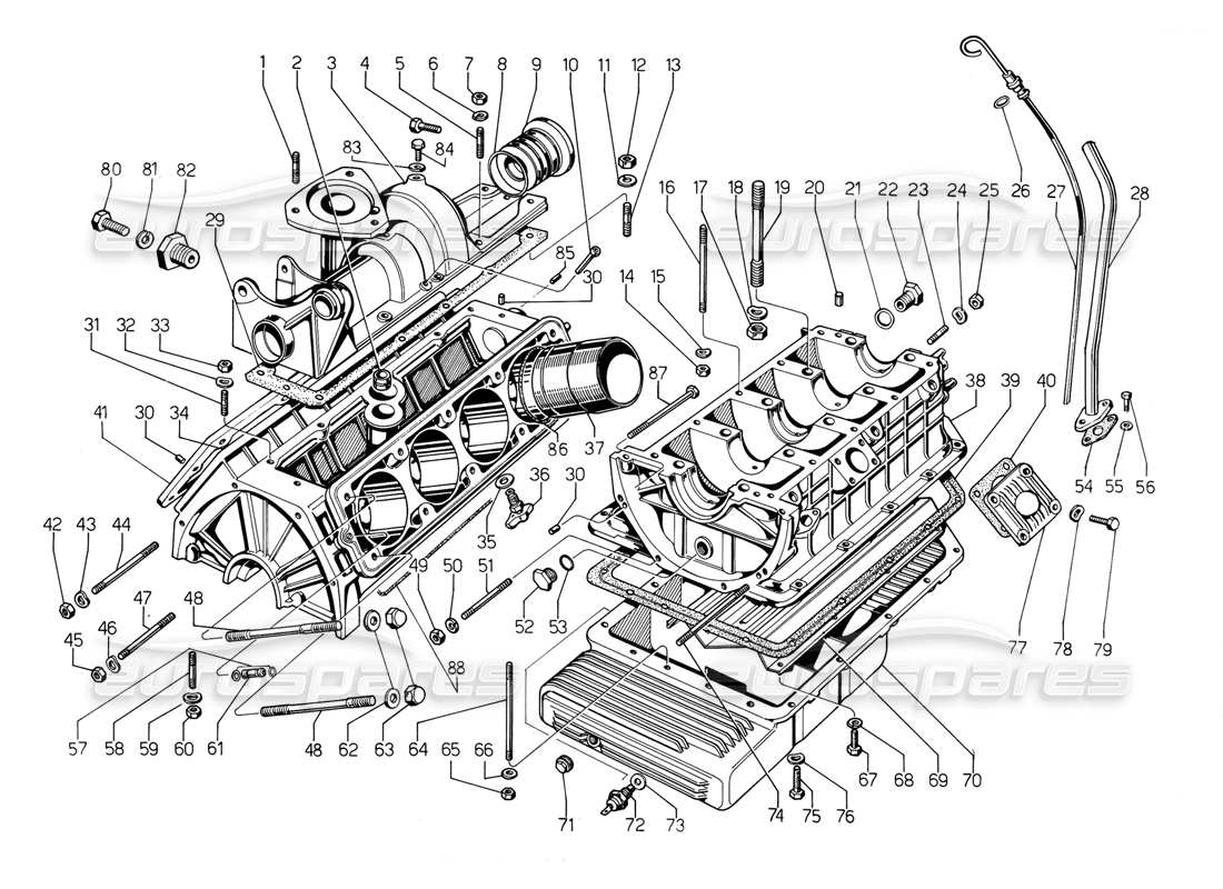 lamborghini jalpa 3.5 (1984) crankcase parts diagram