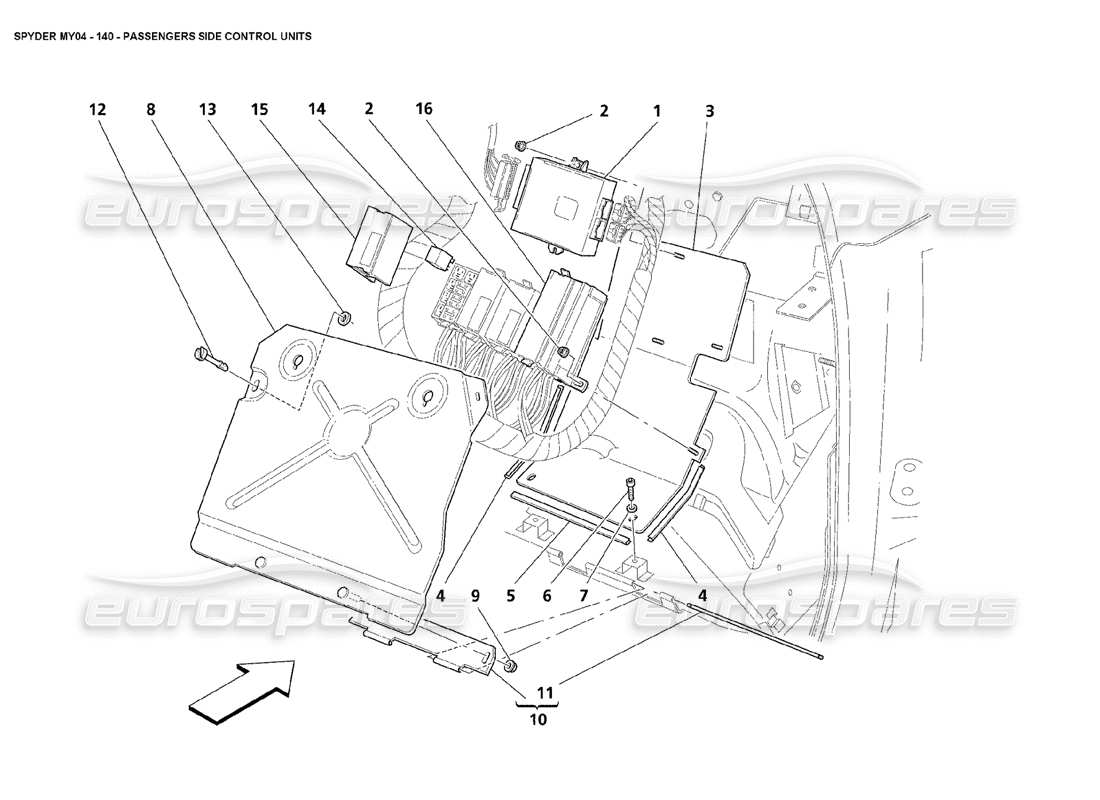 maserati 4200 spyder (2004) passengers side control units part diagram