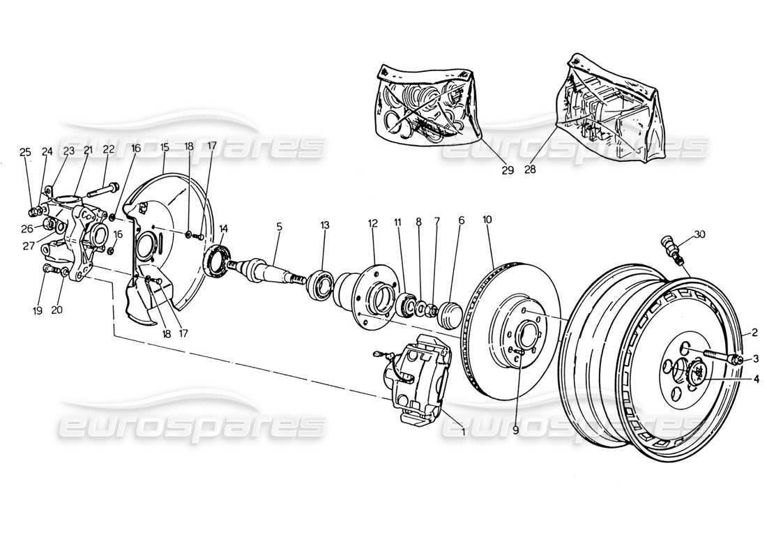 VIEW PARTS DIAGRAMS FROM THE MASERATI 222 / 222E BITURBO PARTS CATALOGUE a part diagram from the maserati 222 / 222e biturbo parts catalogue