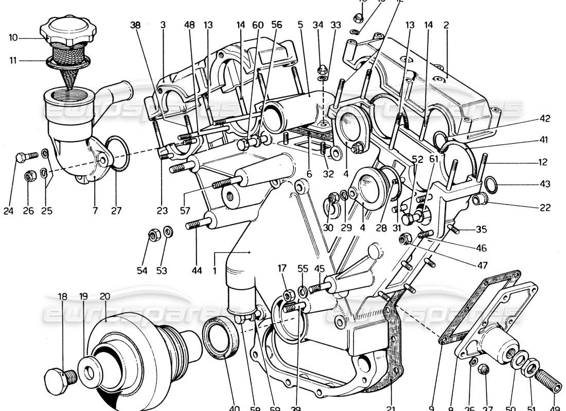a part diagram from the ferrari 365 gt4 2+2 (1973) parts catalogue