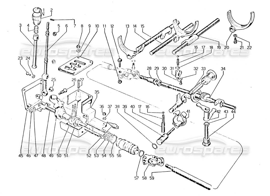 VIEW PARTS DIAGRAMS FROM THE LAMBORGHINI URRACO P250 / P250S PARTS CATALOGUE a part diagram from the lamborghini urraco p250 / p250s parts catalogue