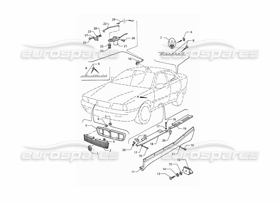 a part diagram from the maserati quattroporte (1996-2001) parts catalogue