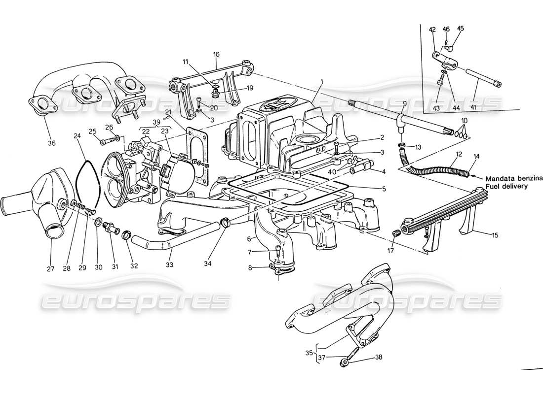 a part diagram from the maserati 222 / 222e biturbo parts catalogue
