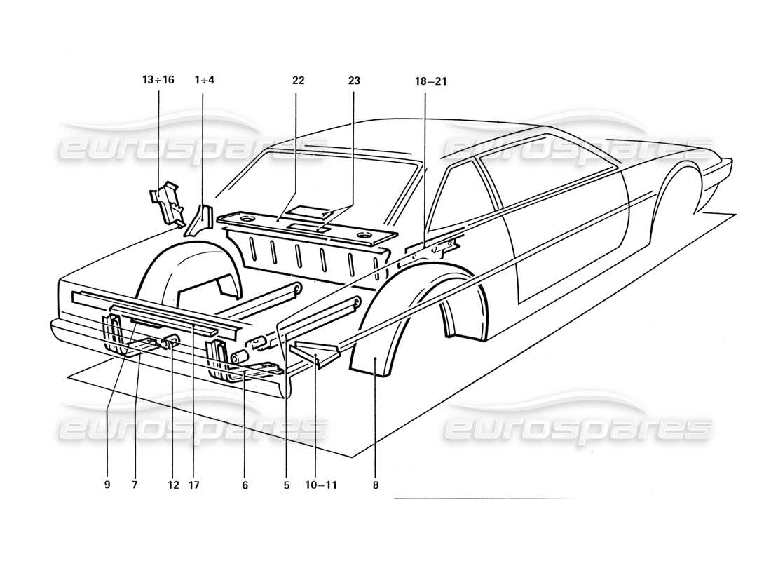 a part diagram from the Ferrari 412 (Coachwork) parts catalogue