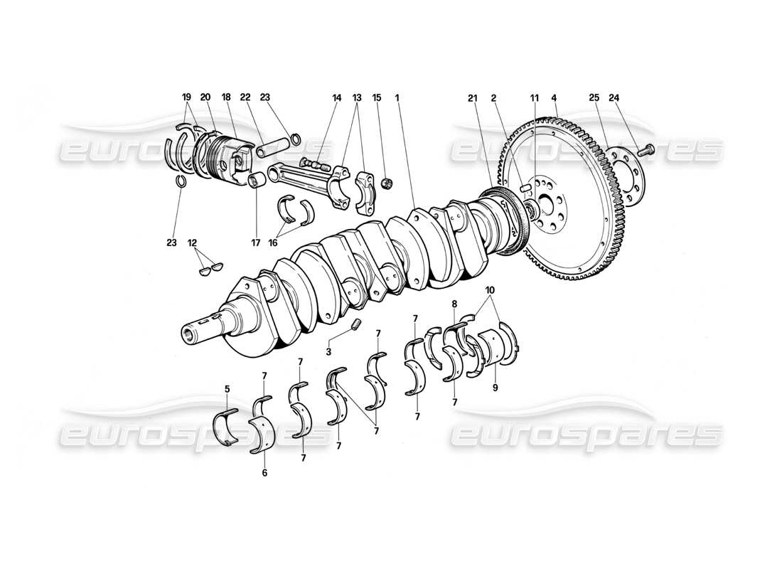 a part diagram from the ferrari testarossa (1987) parts catalogue