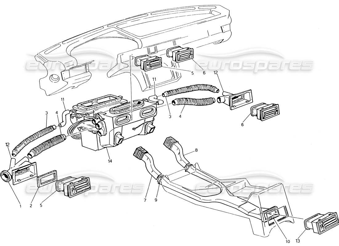 a part diagram from the maserati 222 / 222e biturbo parts catalogue