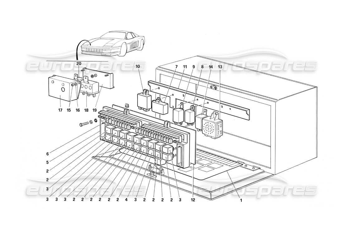 a part diagram from the ferrari testarossa parts catalogue
