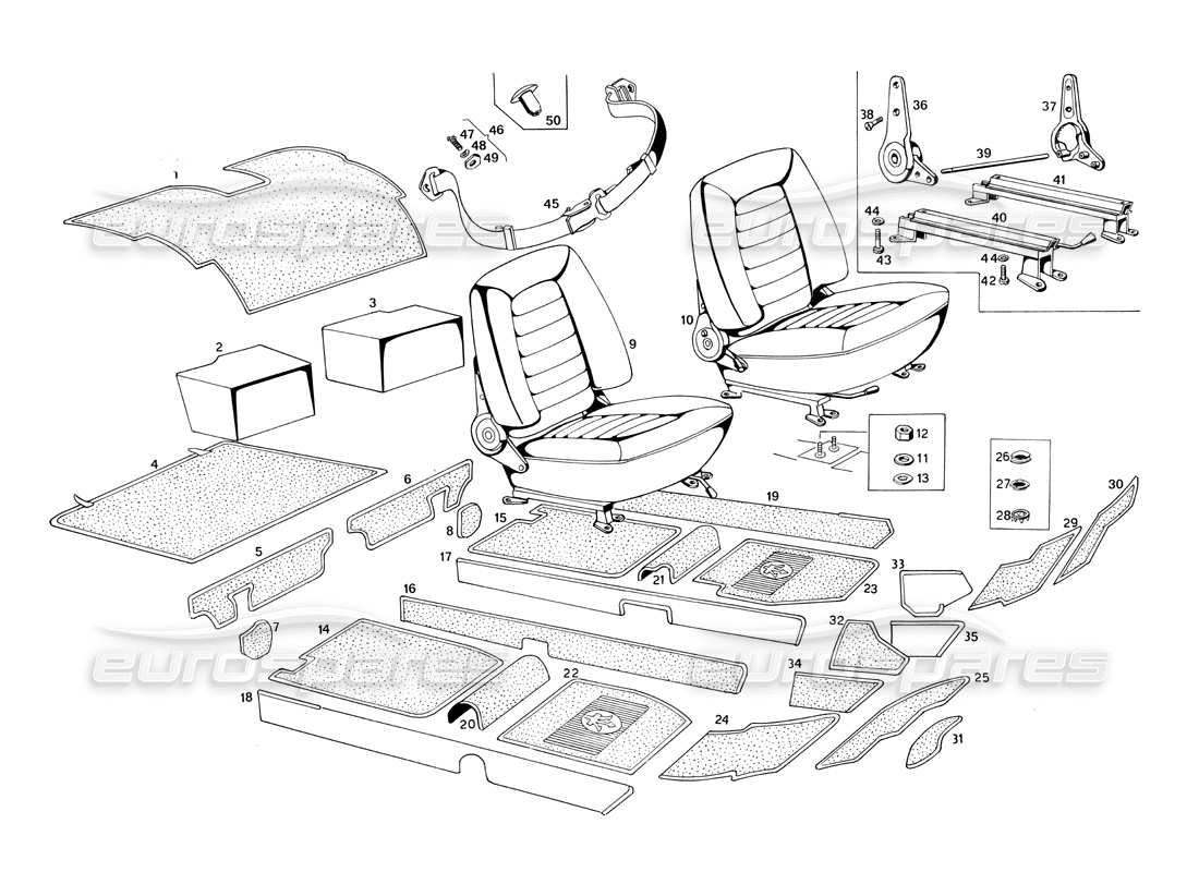a part diagram from the maserati ghibli (1967-1973) parts catalogue